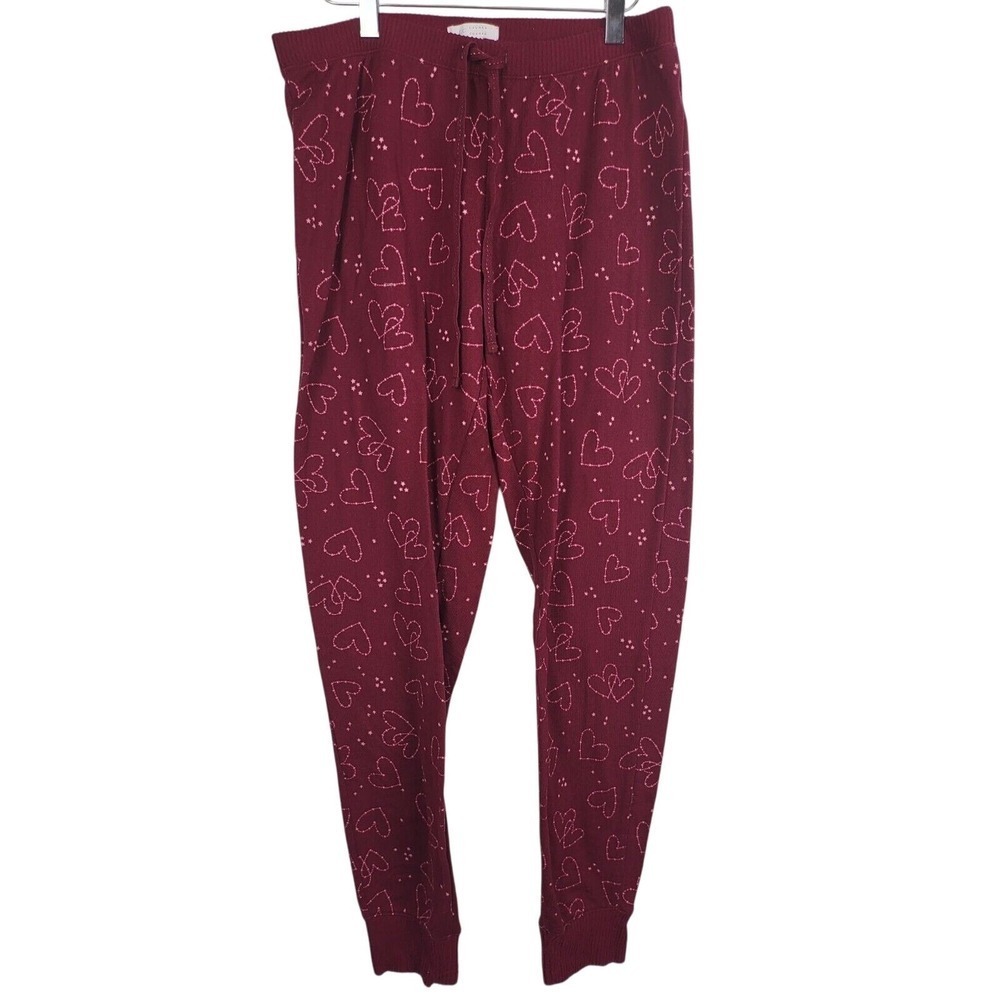LC Lauren Conrad Intimates Pajama Pants Small Womens Burgundy Love Valentines